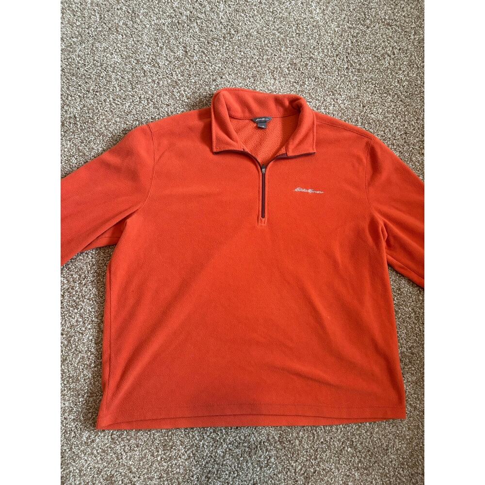 Eddie Bauer Mens Xl Orange 1/4 Zip Sweater - Picture 3 of 7